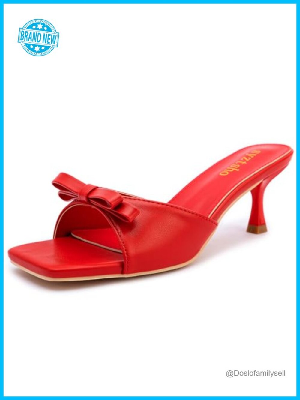 Kitten Heel Sandals Slip On Square Open Toe Heeled Mules Casual Dress Shoes